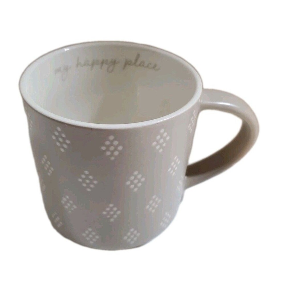 Threshold Stoneware My Happy Place Mug White Dots To Make Diamonds Coffee Cup